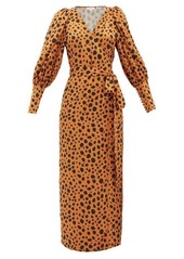 RHODE Aspen cheetah-print satin wrap dress