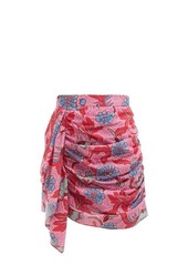 RHODE Hannah floral-print ruched cotton mini skirt