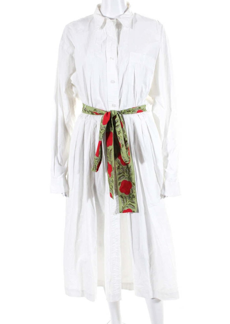 Rhode Rhone Resort Women's Cotton Long Sleeve Belted Shirt Dress White