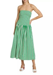 Rhode Selma Stripe Cotton Strapless Midi-Dress