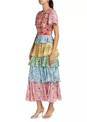 Rhode Serena Floral Tiered Midi-Dress