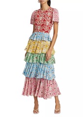 Rhode Serena Floral Tiered Midi-Dress