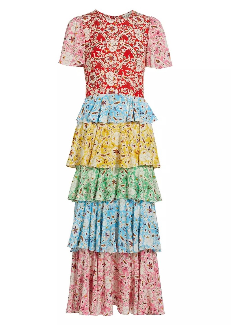 Rhode Serena Floral Tiered Midi-Dress