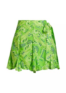 Rhode Willow Paisley Cotton Wrap Miniskirt