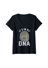 Womens It's In My DNA Rhode Island Flag Mens Womens Pride V-Neck T-Shirt