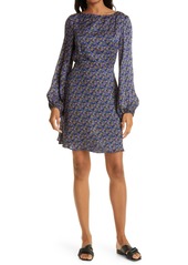 RHODE Bonnie Open Back Long Sleeve Dress in Navy Mosaic Floral at Nordstrom