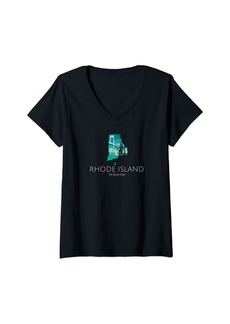 Womens Rhode Island Proud State Motto The Ocean State V-Neck T-Shirt
