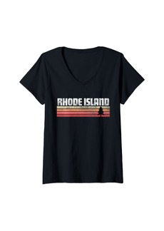 Womens Rhode Island Retro Style Vintage Shirt 70s 80s 90s Gift V-Neck T-Shirt