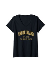 Womens Rhode Island V-Neck T-Shirt