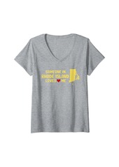 Womens Someone In Rhode Island Loves Me Ocean State V-Neck T-Shirt