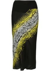 Rick Owens abstract-print midi skirt