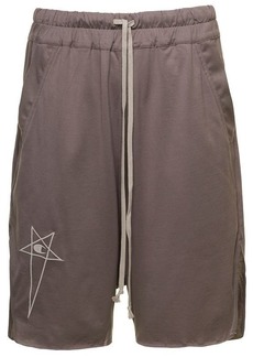 Rick Owens 'Beveled Pods' Grey Bermuda Shorts with Pentagram Embroidery at the Front in Cotton Man