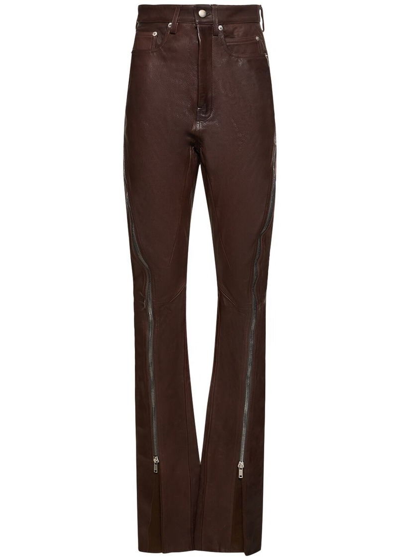 Rick Owens Bolan Banana Flared Leather Pants W/zips