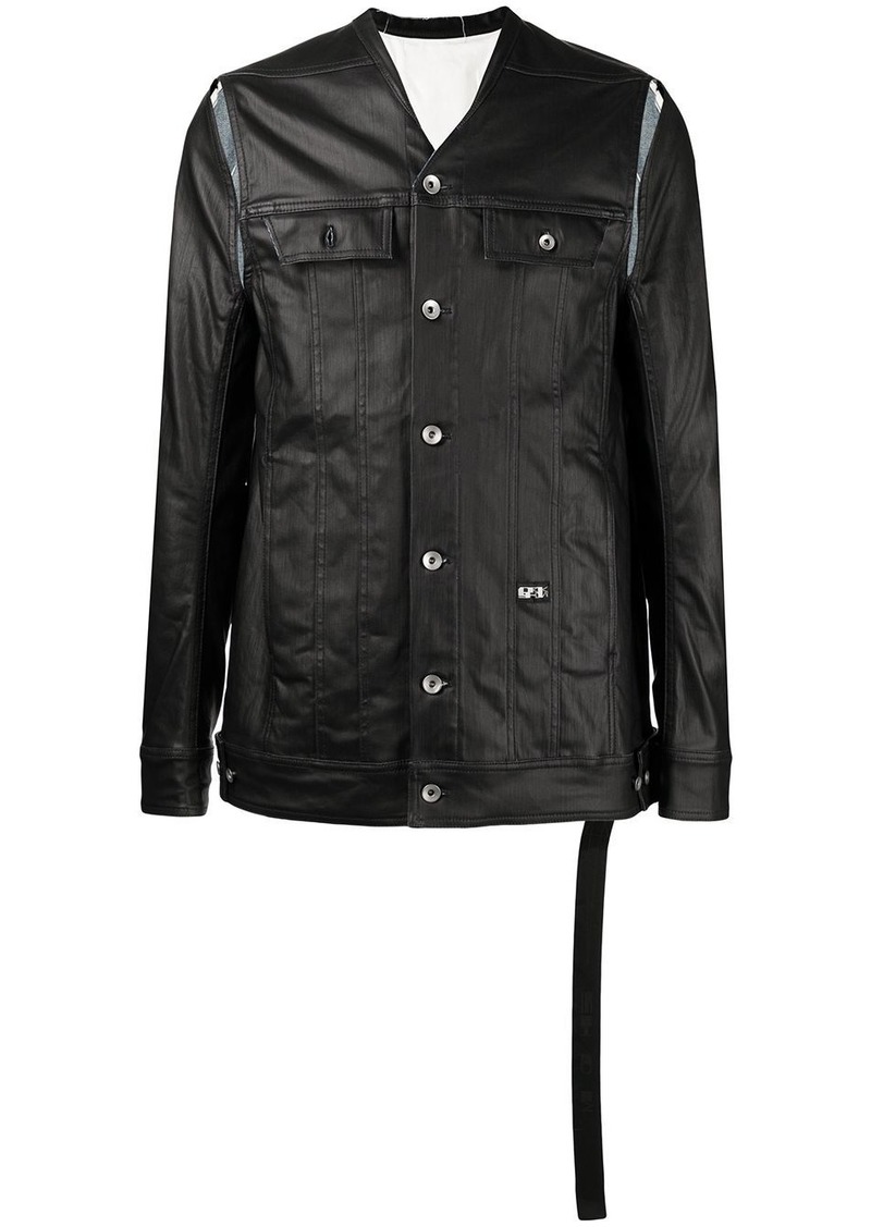 Rick Owens buttoned-up leather jacket