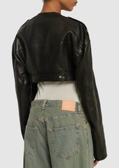 Rick Owens Cropped Leather Biker Jacket