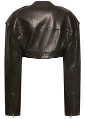 Rick Owens Cropped Leather Biker Jacket