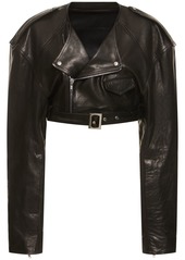 Rick Owens Cropped Leather Biker Jacket