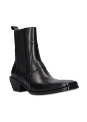 Rick Owens Heeled Sliver Leather Ankle Boots