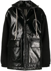 Rick Owens high-shine hooded zip-up jacket
