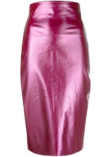 Rick Owens high-waisted wax-coated midi skirt