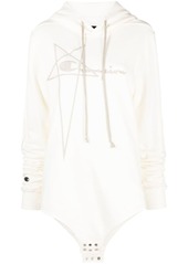 Rick Owens logo-embroidered cotton hoodie