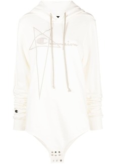 Rick Owens logo-embroidered cotton hoodie