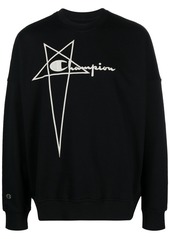 Rick Owens logo-embroidered cotton sweatshirt