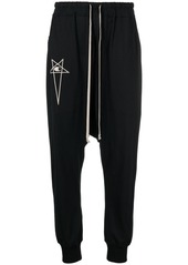 Rick Owens logo-embroidered drop-crotch track pants