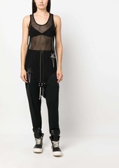 Rick Owens logo-embroidered drop-crotch track pants