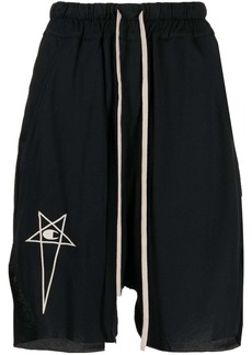 Rick Owens logo-embroidered knee-length shorts