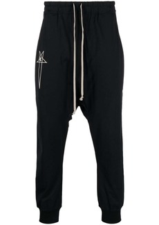 Rick Owens logo-embroidered organic cotton track pants