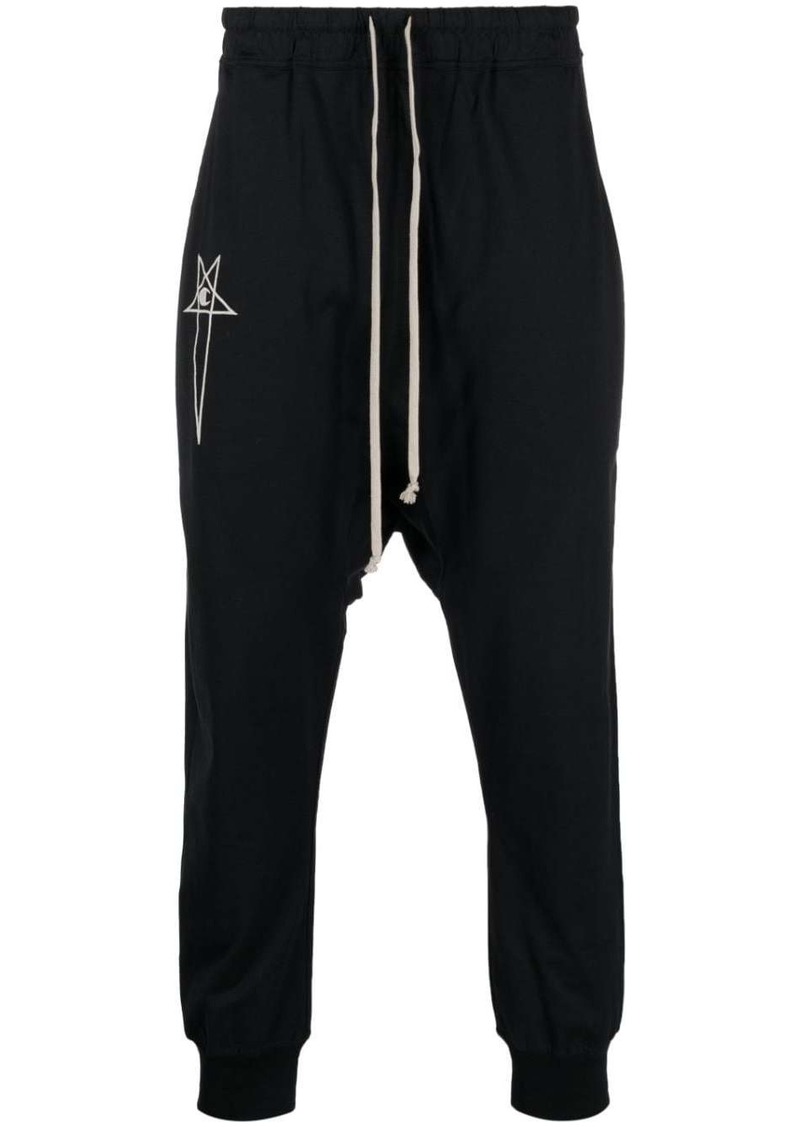 Rick Owens logo-embroidered organic cotton track pants