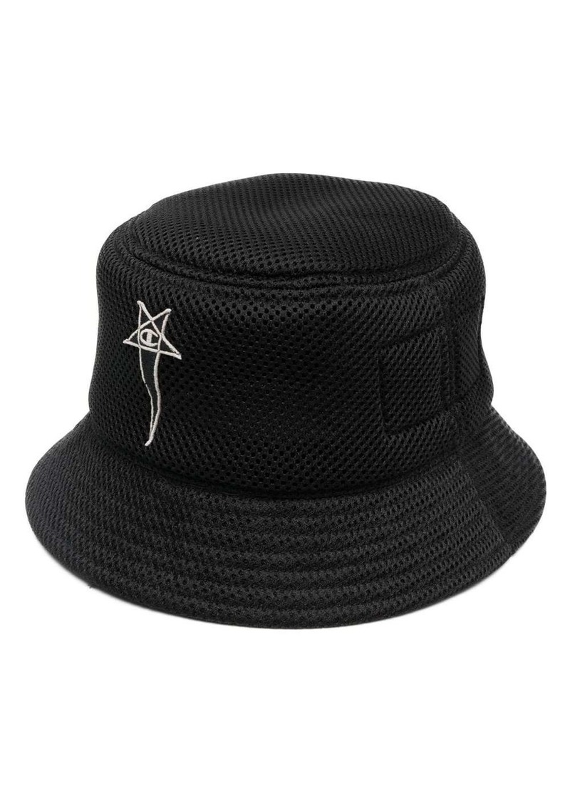 Rick Owens logo-embroidered perforated bucket hat