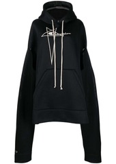 Rick Owens logo-embroidered pocketed hoodie