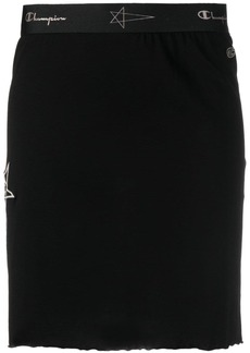 Rick Owens logo-embroidered straight skirt