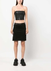 Rick Owens logo-embroidered straight skirt