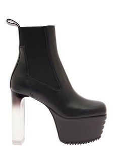 Rick Owens 'Minimal Grill Beatle' Black Boots with Trasparent Block Heel and Chunky Platform in Leather Woman