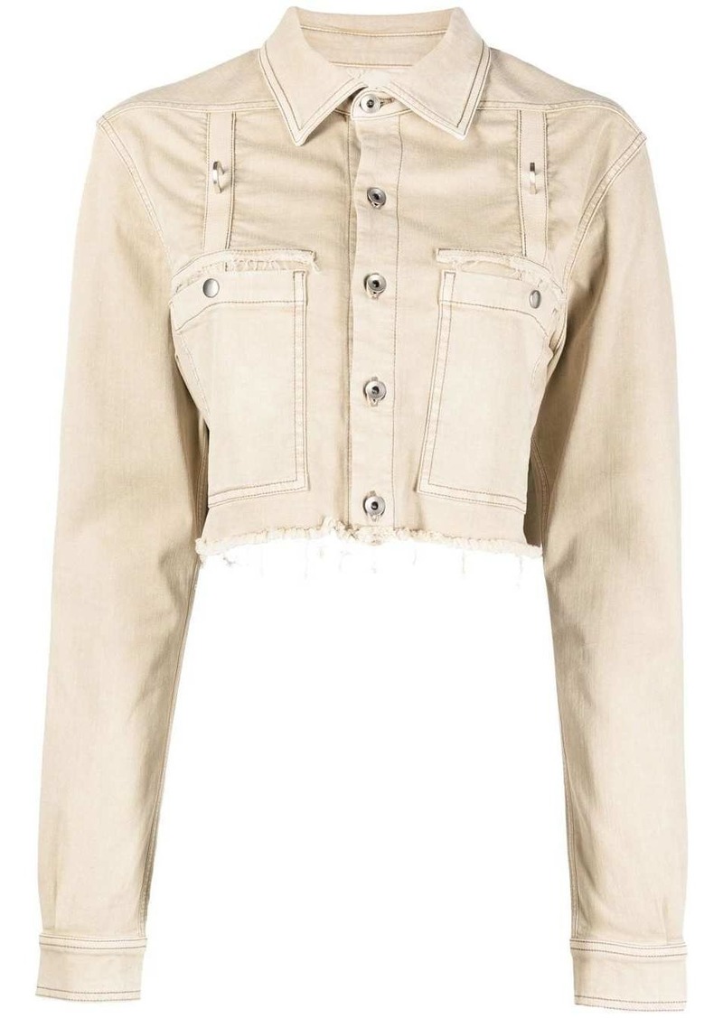 Rick Owens raw-cut cropped shirt jacket