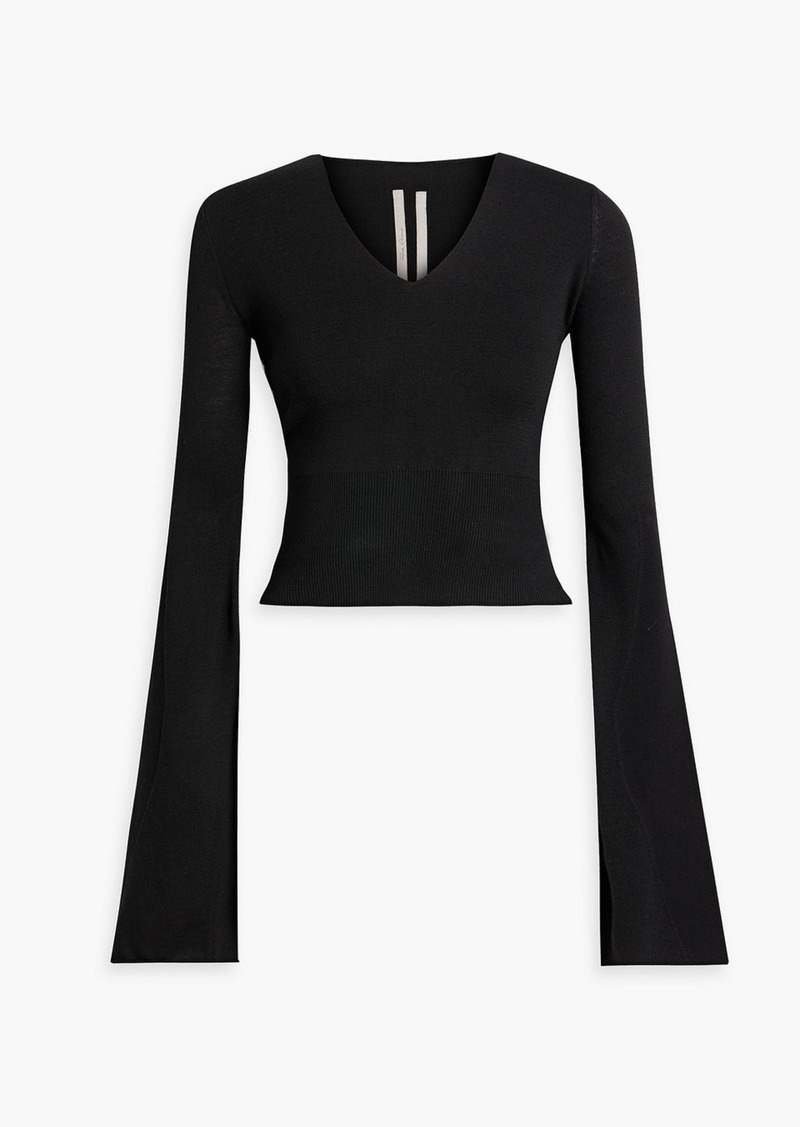 Rick Owens - Cropped wool and cotton-blend sweater - Black - XS