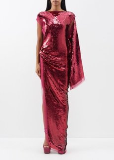 Rick Owens - Edfu Side-slit Sequinned Tulle Gown - Womens - Pink - 38 IT