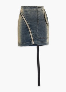 Rick Owens - Aircut zip-detailed faded denim mini skirt - Blue - S