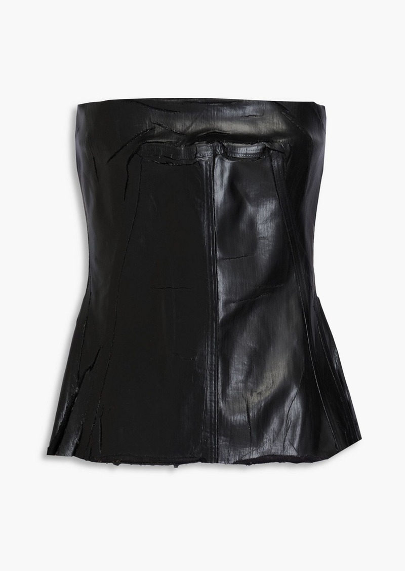 Rick Owens - Frayed cotton-blend strapless top - Black - IT 40