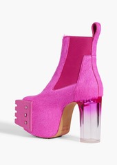 Rick Owens - Grilled neon calf-hair platform ankle boots - Pink - EU 37