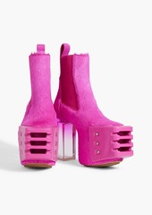 Rick Owens - Grilled neon calf-hair platform ankle boots - Pink - EU 37