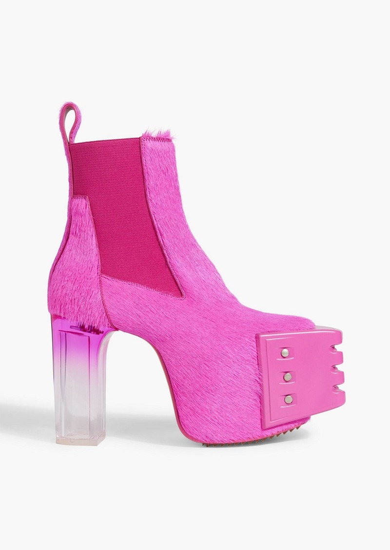 Rick Owens - Grilled neon calf-hair platform ankle boots - Pink - EU 42.5
