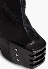 Rick Owens - Grilled sequined leather-blend thigh boots - Black - EU 38