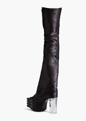 Rick Owens - Grilled sequined leather-blend thigh boots - Black - EU 38