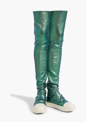 Rick Owens - Iridescent leather-blend over-the-knee boots - Green - EU 35