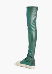 Rick Owens - Iridescent leather-blend over-the-knee boots - Green - EU 35