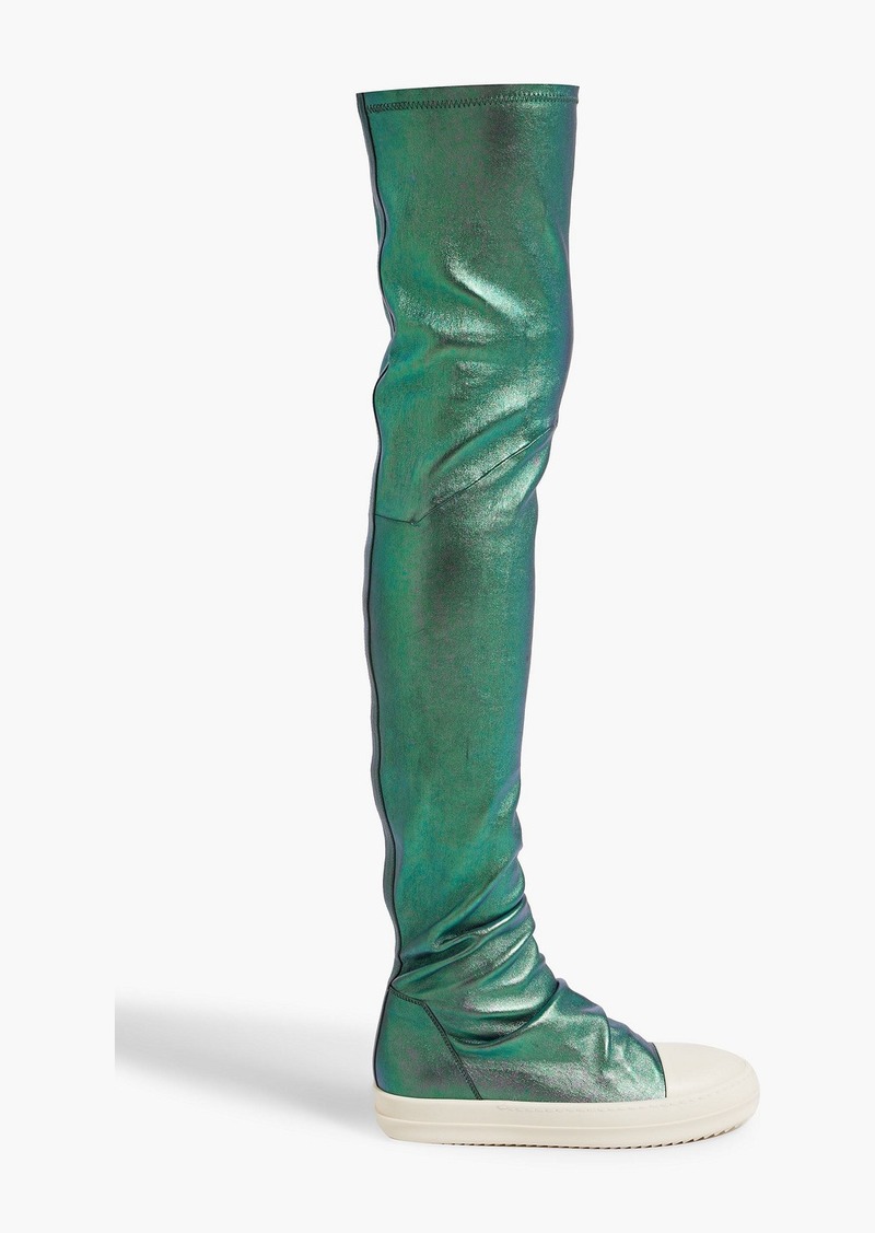 Rick Owens - Iridescent leather-blend over-the-knee boots - Green - EU 35